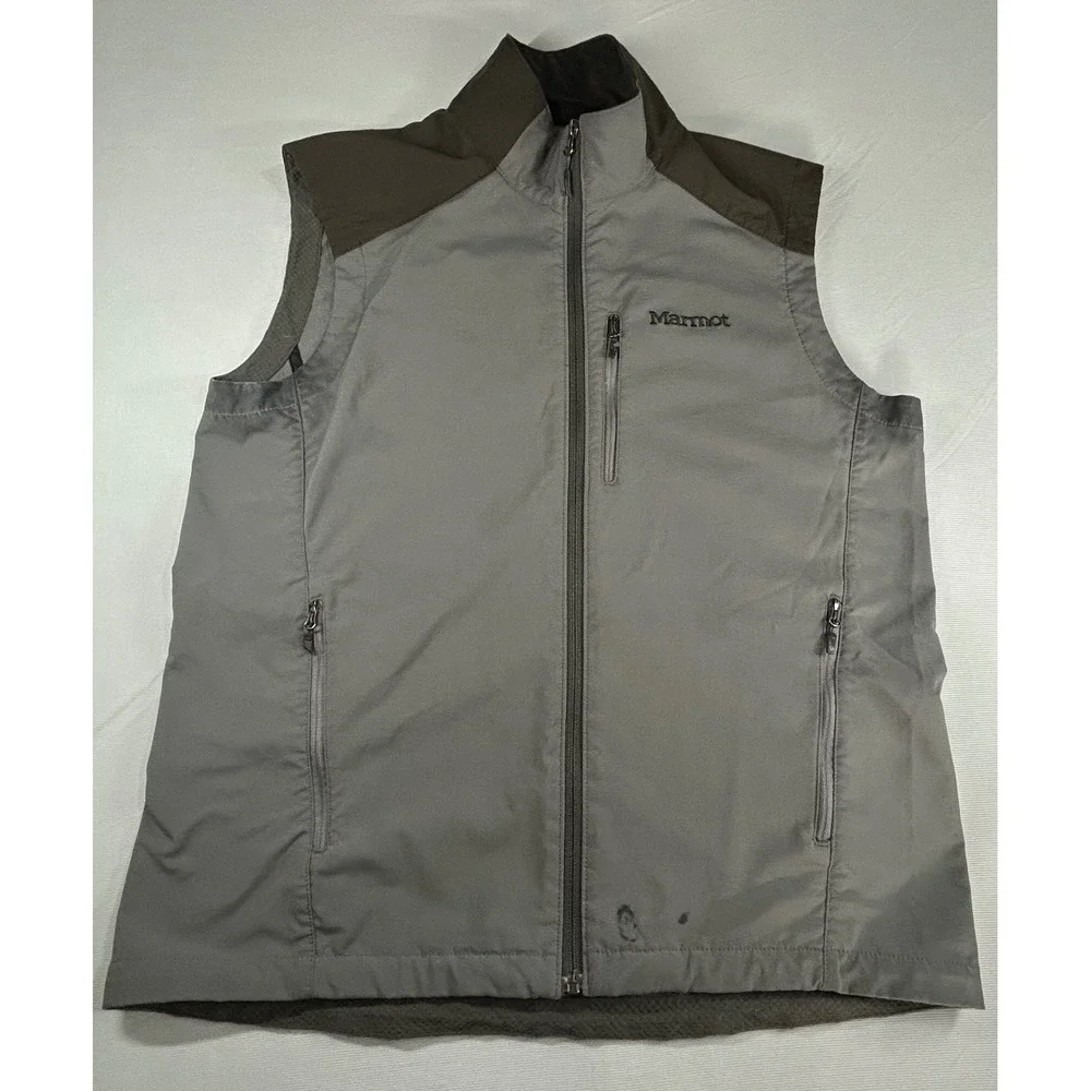 Marmot Mens Softshell Fleece Lined Full Zip Vest Gray Large - See pics for cdtn - Picture 1 of 6